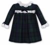 Sarah Louise Winter A-line Dress Navy And Green Tartan 012857