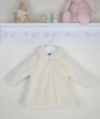 Pex Ivory Fun Fur Floral Coat