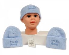 Nursery Time I Love My Mummy Knitted Hat Blue