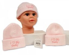 Nursery Time I Love My Daddy Knitted Hat Pink