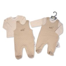 My Little Chick Taupe Baby Dungaree Set