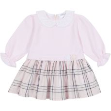 Deolinda Winter Checked Dress Girly Pink And Navy DB124406