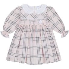 Deolinda Winter All Over Checked Dress Girly Pink And Navy DB124407