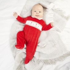 Dandelion Reindeer Velour Sleepsuit Red AX2532