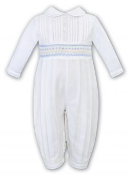 Sarah Louise Boys Winter Smocked Romper White 012750