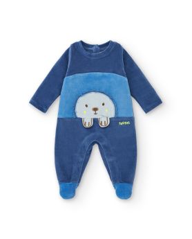 Tuc Tuc Hedgehog Forest Velour Romper Blue 8844