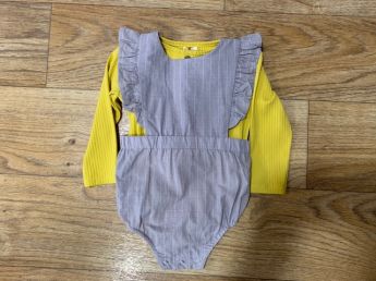 Ettie & H Bubble Grey Stripe And Onesie Gold