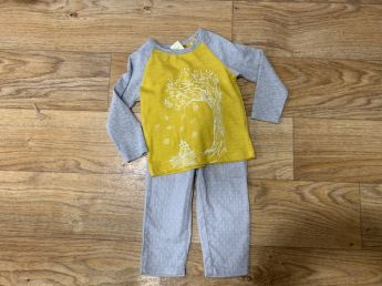 Ettie & H T-Shirt Gold Leaves And Pants Grey Dot