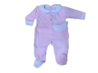 Sardon Spanish Velour Pink Duck Babygrower 23HA-700