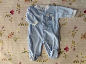 Sardon Spanish Velour Pale Blue Balloon Babygrower 024BB-815