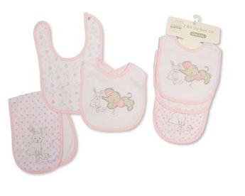 Nursery Time Bib And Burp Set Pink