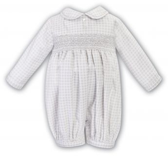 Sarah Louise Winter Boys Grey Check Smocked Bubble 013070