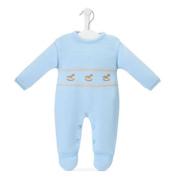 Dandelion Rocking Horse Knitted Onesie Pastel Blue A4977