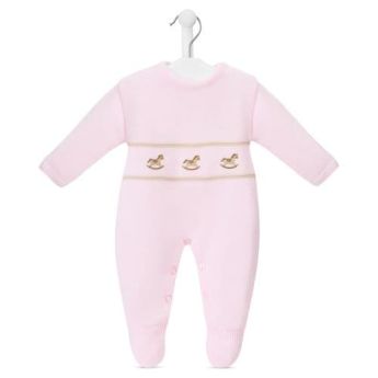 Dandelion Rocking Horse Knitted Onesie Pastel Pink A4977