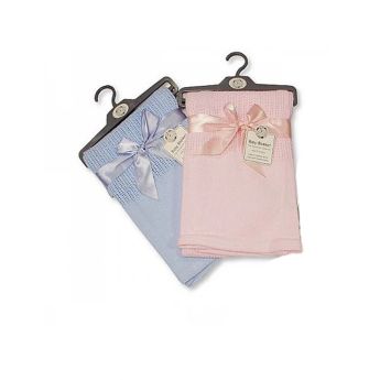 Snuggle Baby Cellular Cotton Blanket With Plain Solid Panel