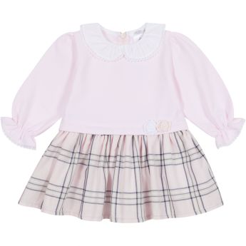 Deolinda Winter Checked Dress Girly Pink And Navy DB124406