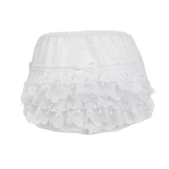 Soft Touch Bell Lace Frilly Pants White