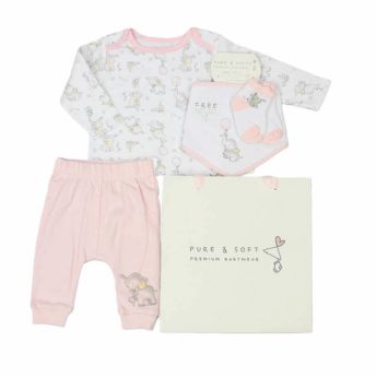 Pure & Soft Four Piece Gift Set Pink Elephant GFT/E13333